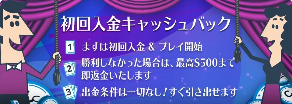 CASINO SECRET （カジノシークレット）の「初回入金キャッシュバック」