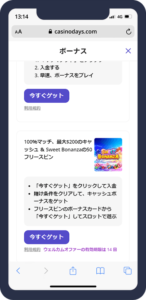 カジノデイズ ボーナス