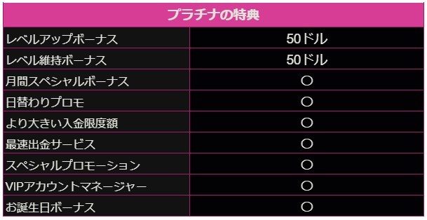 プラチナの特典内容