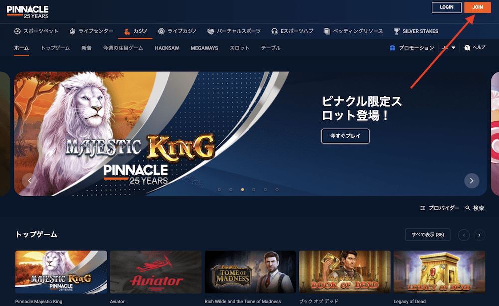 ピナクルカジノの登録方法