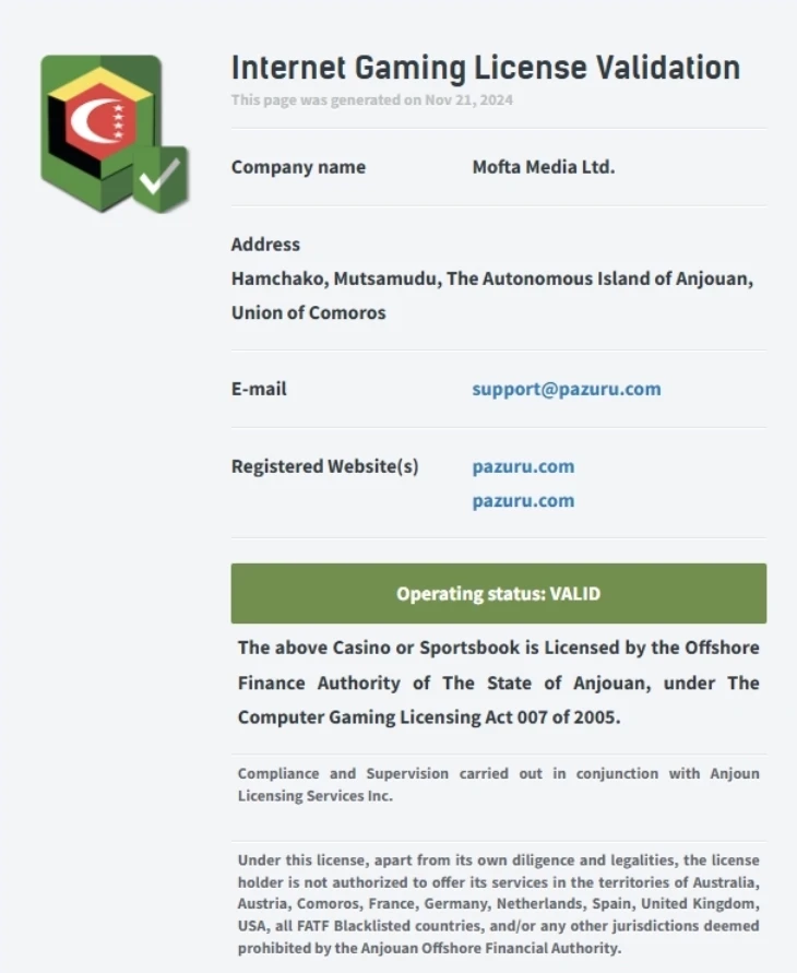 パズルカジノのライセンス