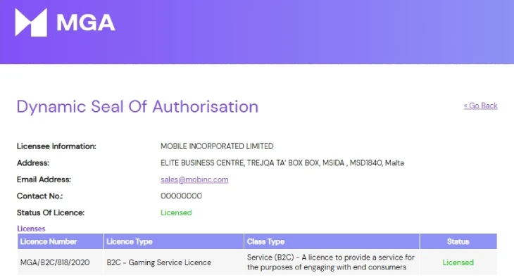 キングパレスカジノのライセンス