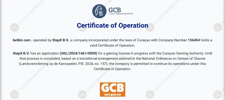 ベトキンカジノのライセンス