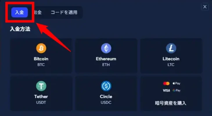 BK8カジノの入金画面 